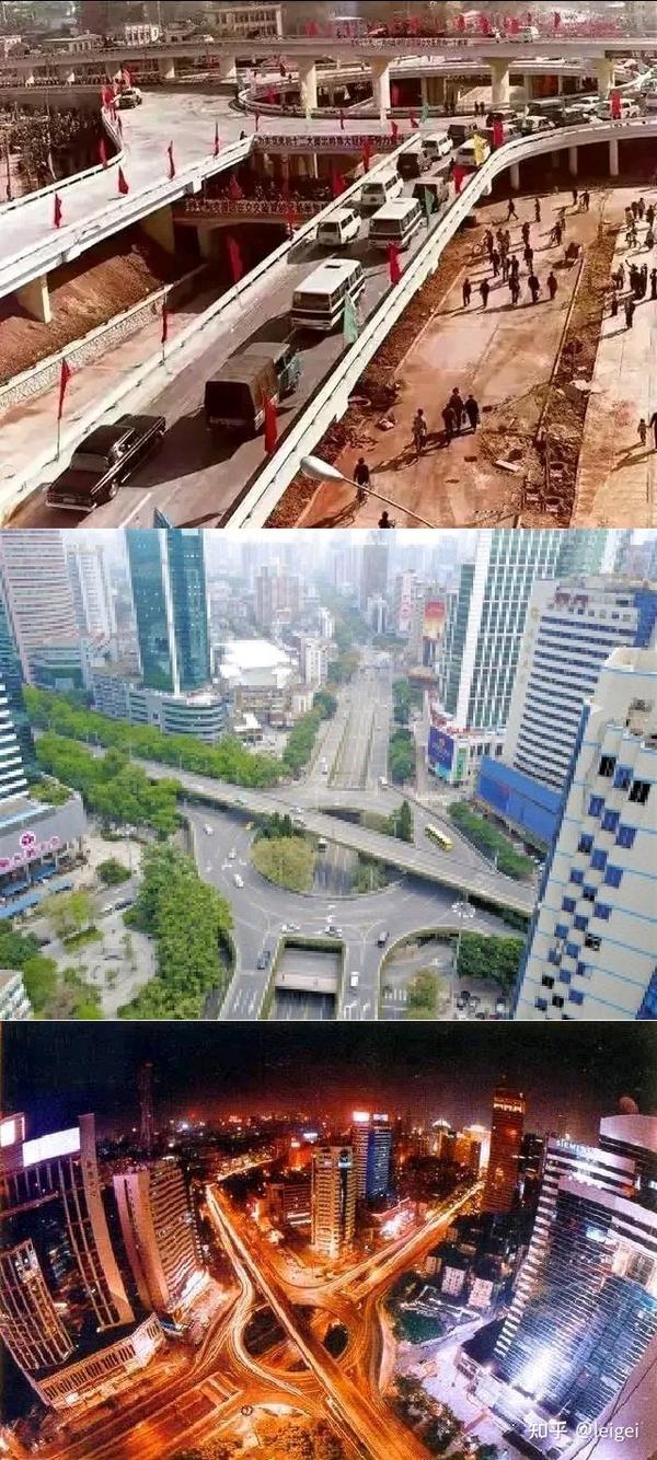 图二,是广州市黄浦大道与广州大道交界的中山一立交的变迁照片