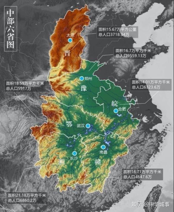 中部崛起 中部图示 但回顾中部崛起,虽然促进了中部地区的发展