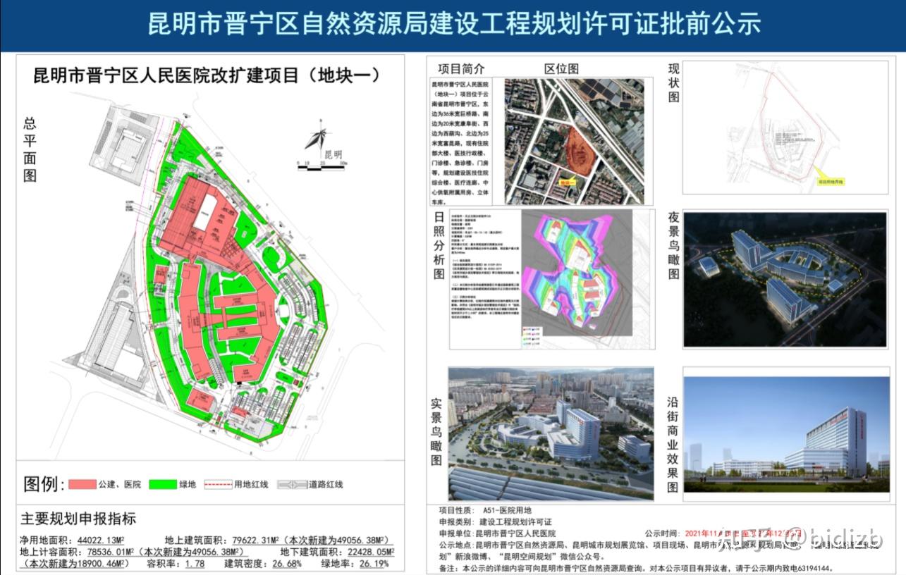 批前公示昆明市晋宁区人民医院改扩建项目地块一启动