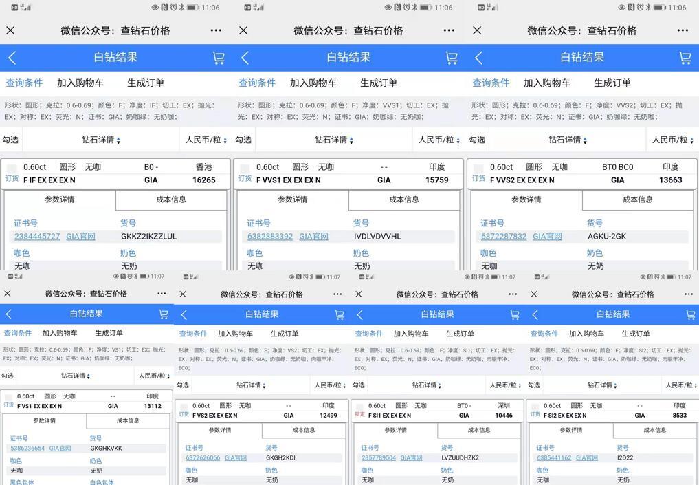 2021年gia钻石价格表60分来自公众号查钻石价格