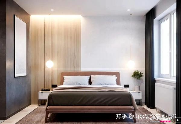 现代家庭装修,很多卧室床头背景墙也会采用木饰面装饰,不仅看起来