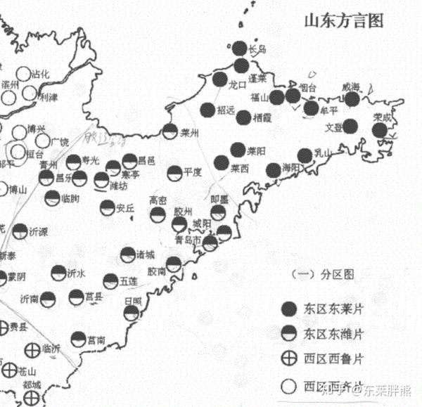 钱曾怡主编《山东方言研究》中对胶东半岛方言的分区