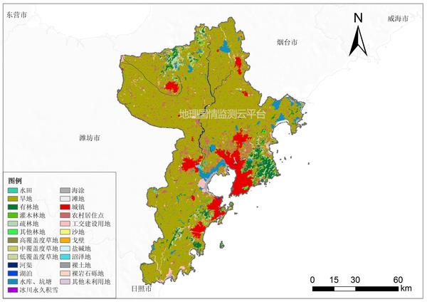 分享山东省2000年,2010年土地利用图