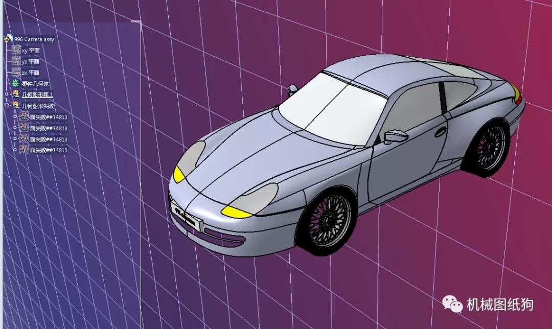 【汽车轿车】porsche 996 carrera保时捷跑车模型3d图纸 igs格式