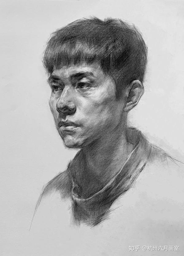 2012年浙江省联考 素描考题:默写,四分之三侧面男青年—六月画室