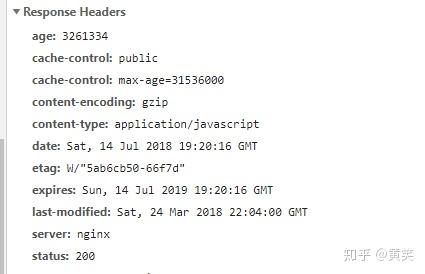 响应,这个响应包含了的缓存信息里面就有 cache-control,etag,expires