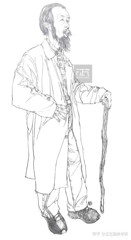线描短期作业写生      半身/全身像穿插写生练习