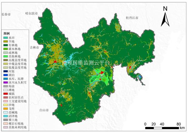 吉林省8个市土地利用十年对比图