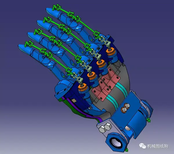 【机器人】robot hand机械手掌机器人手结构3d图纸 catia设计
