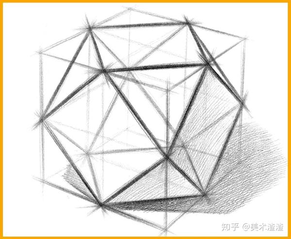 长方体有一定的倾斜,这样组合成的一个几何体透视变化最为复杂,建议