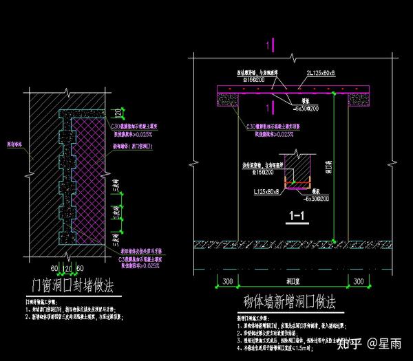 砖混结构墙上开洞,墙上堵洞节点.