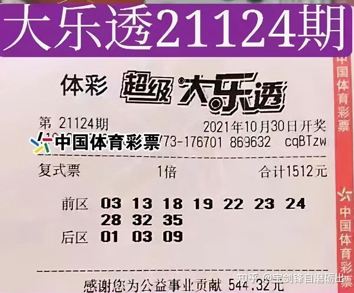 大乐透21124期晒票多张复式接踵而来100倍单式信心满满