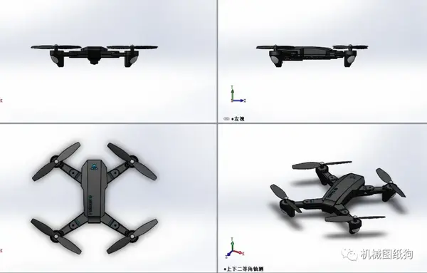 【飞行模型】pixel-drone四轴无人机造型3d图纸 solidworks设计