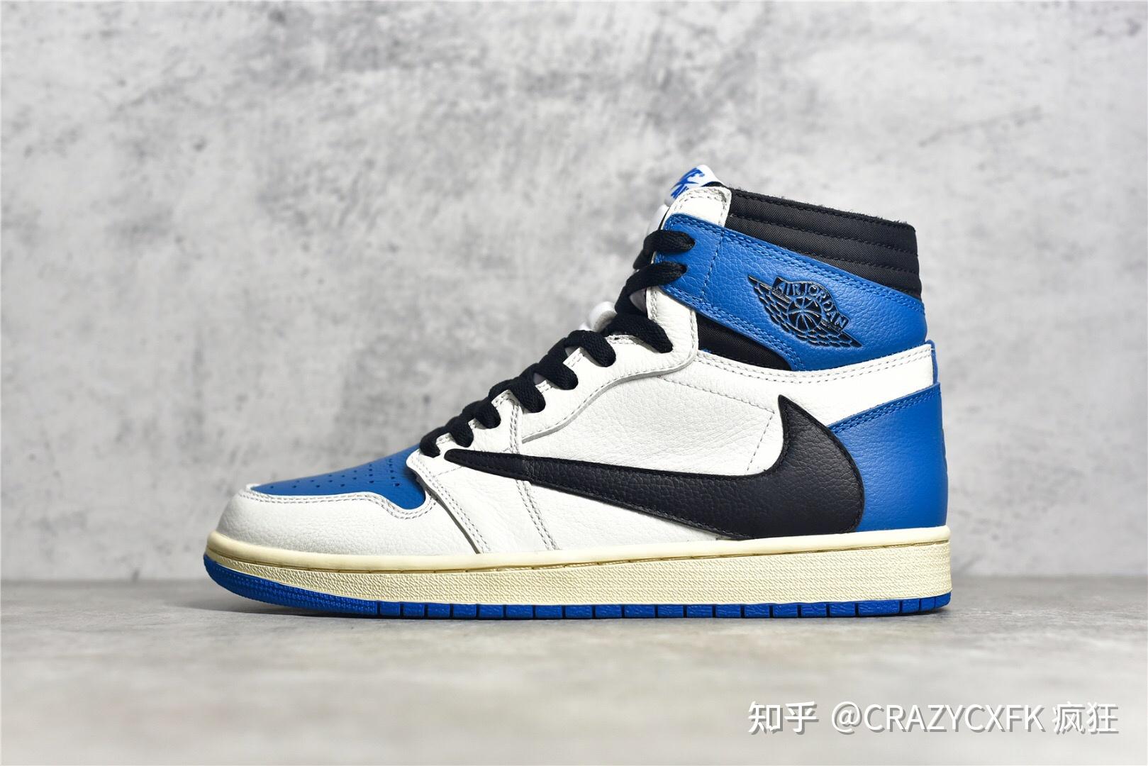 乔丹藤原浩ts三方联名fragmentxairjordan1xtravisscottmilitaryblue