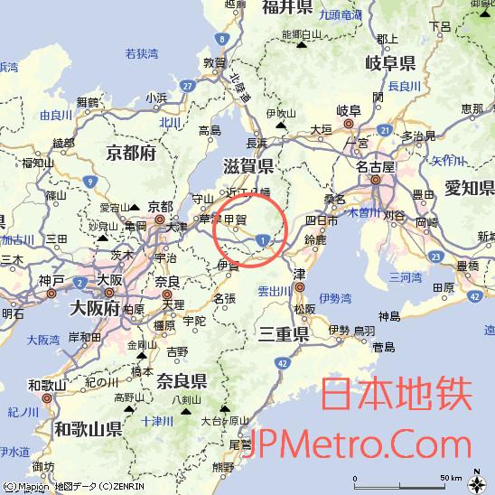 油日站在滋贺县大致区位图片