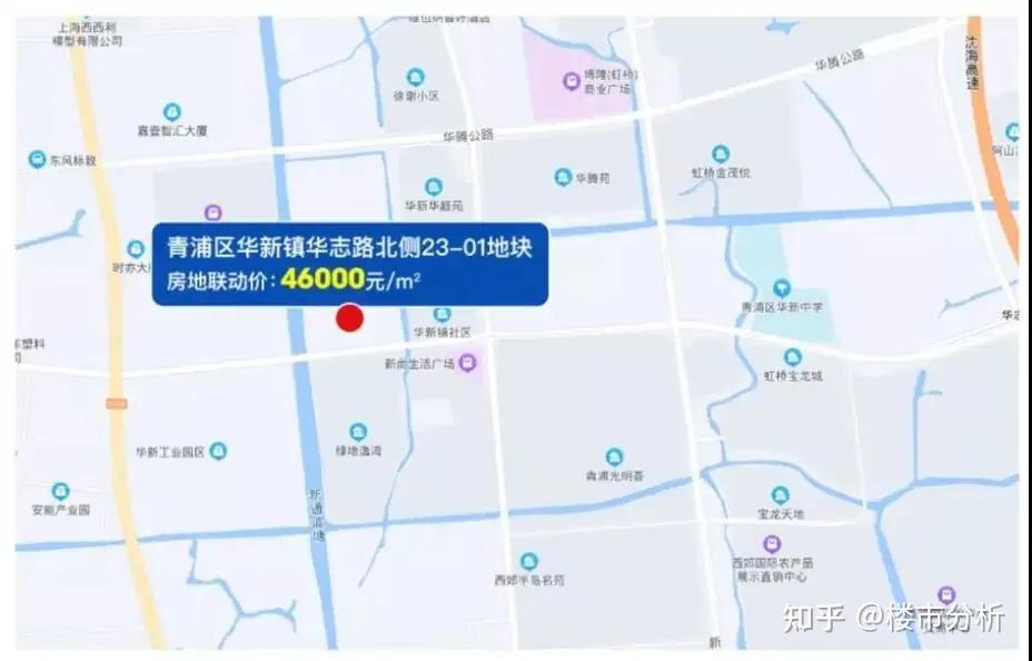 34亿元竞得青浦区华新镇华志路北侧23-01地块,成交楼板价23000元/㎡