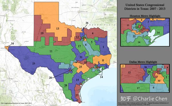 2007年1月3日至2013年1月3日的德克萨斯州国会选区划分地图(第6选区