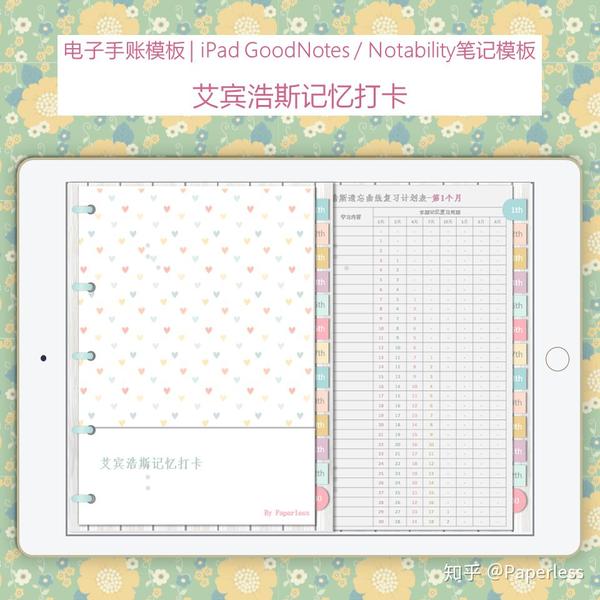 艾宾浩斯记忆打卡复习-ipad电子手账笔记模板