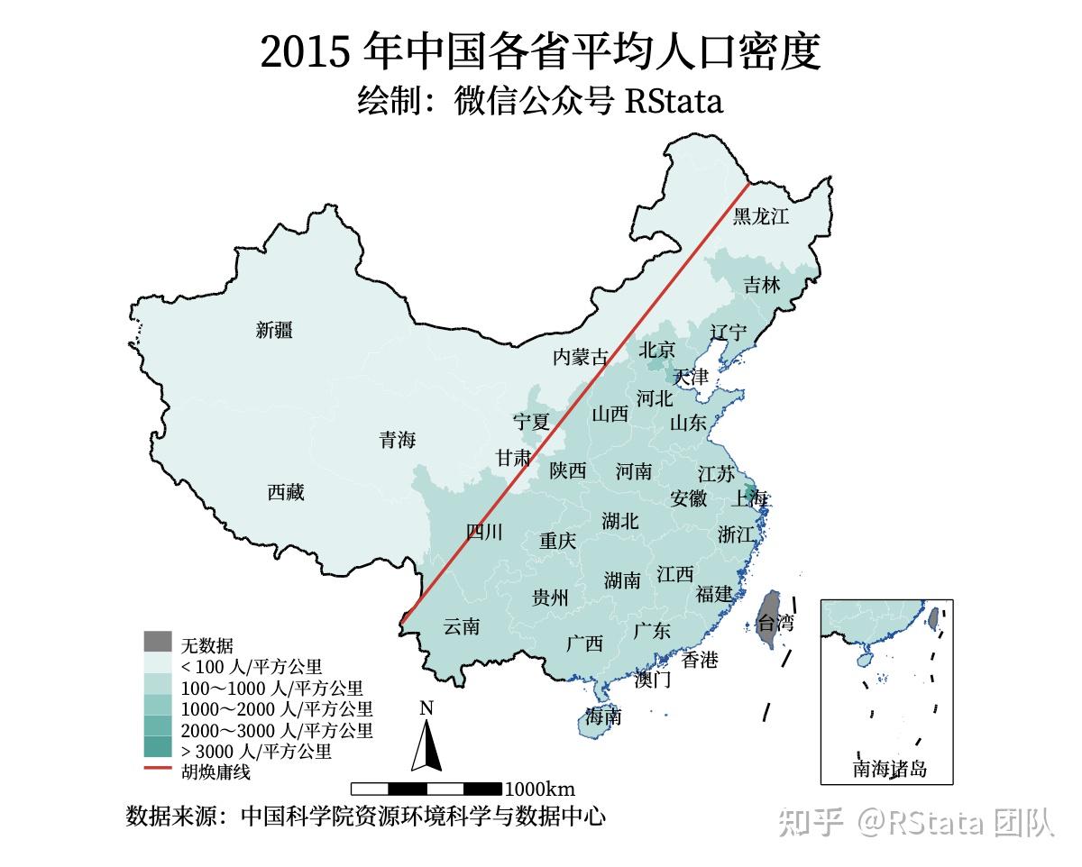 使用stata绘制中国省级地图比例尺指北针秦岭淮河线胡焕庸线海岸线未