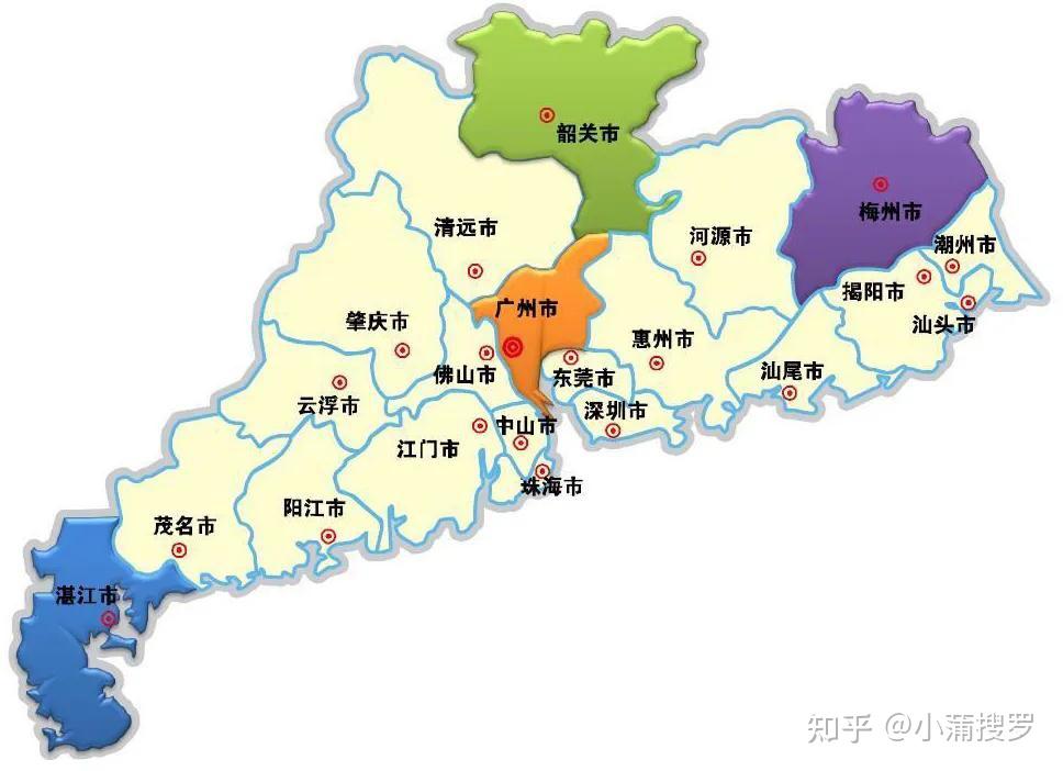 截至2020年底,广东全省一共下辖21座地级市,省会为广州.