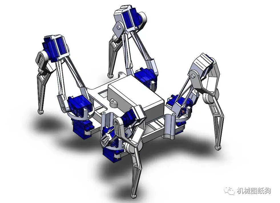 机器人isefcrawling四足爬行机器人模型3d图纸solidworks设计