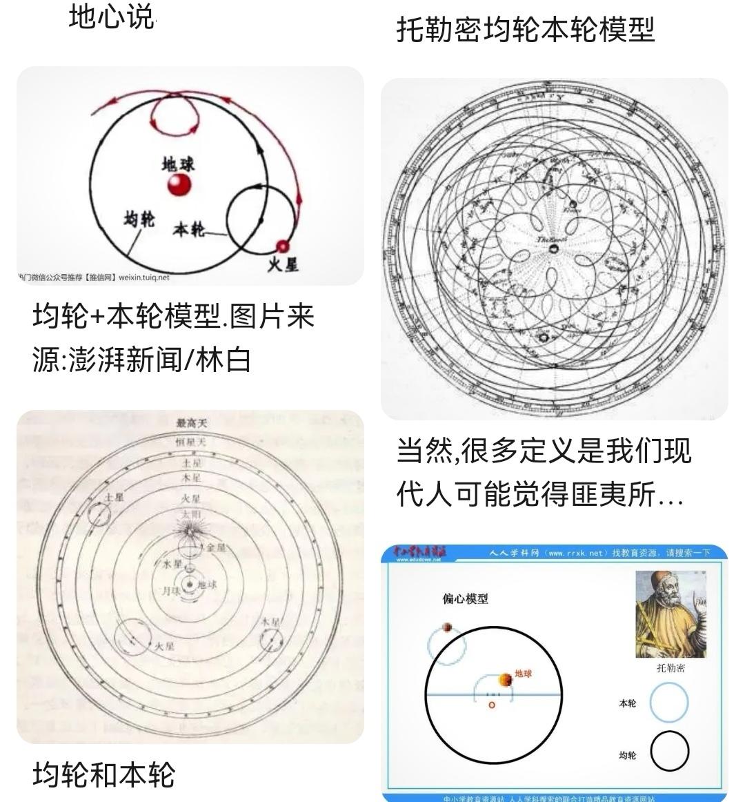 再后来,托勒密继承发展了地心说的"本轮"和"均轮"理论,复杂到超过管