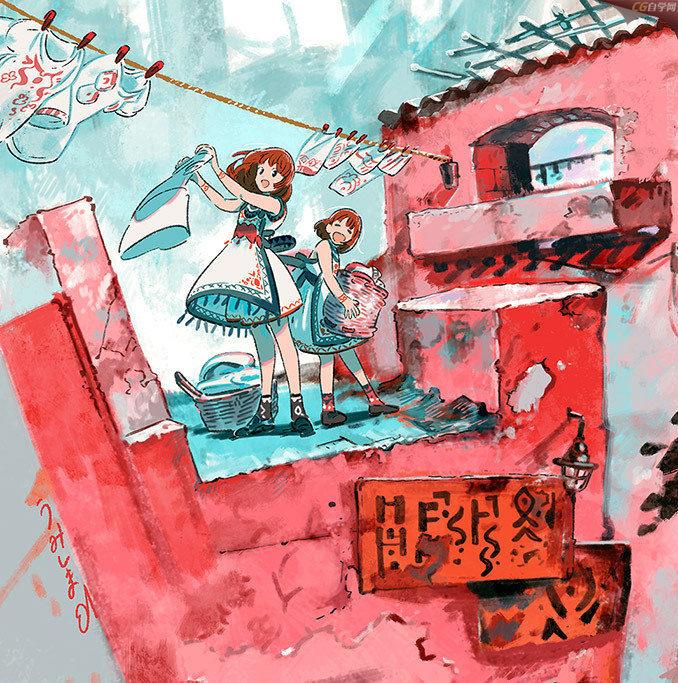 画风清新华丽,日本画师海岛千本作品