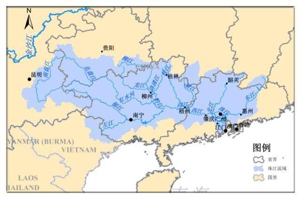 珠江分为东江,西江和北江三条河流,在广州汇合,因此广州在古代就成为