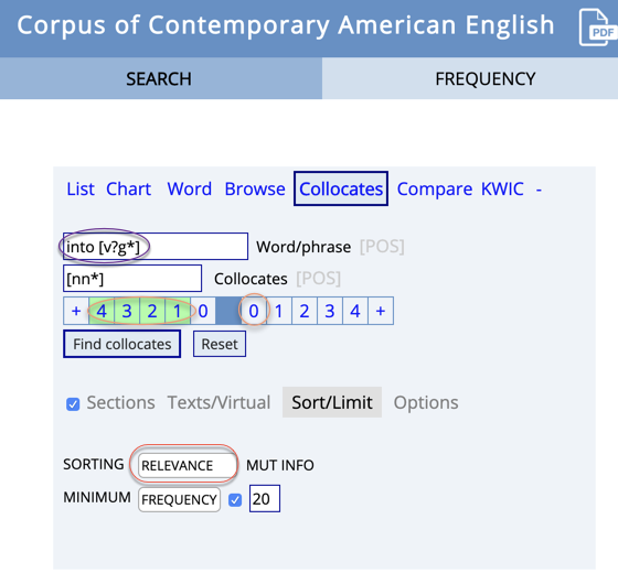 几个点:collocates 的选项是在 browse 选项后的加号 点击之