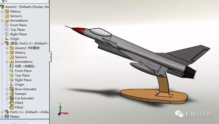 【飞行模型】歼10 j-10战斗机模型简易3d图纸 solidworks2014设计