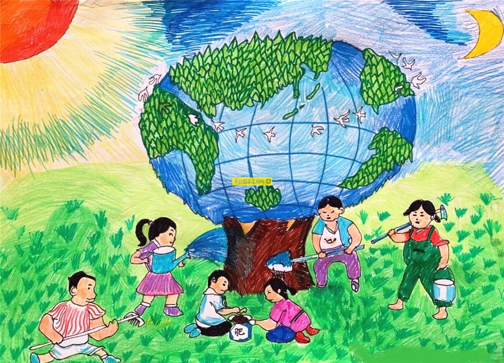 校园主题绘画|保护地球环境儿童画