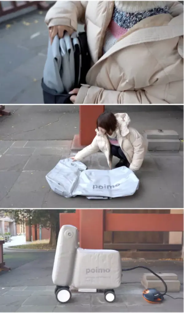 出行黑科技!东京大学研发充气折叠电动自行车,可以放进背包