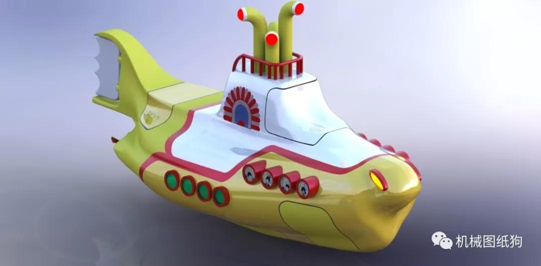 海洋船舶yellow玩具小潜艇模型3d图纸solidworks设计