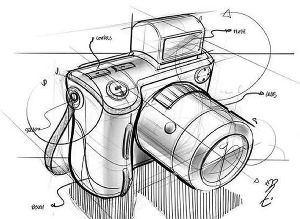 工业设计案例照相机手绘图案例参考素材
