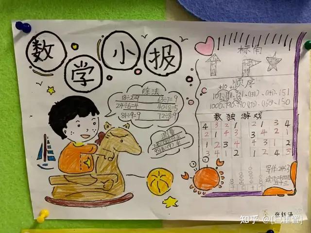 在手抄报制作的过程中,孩子们不知不觉就把所学的数学知识进行了一次