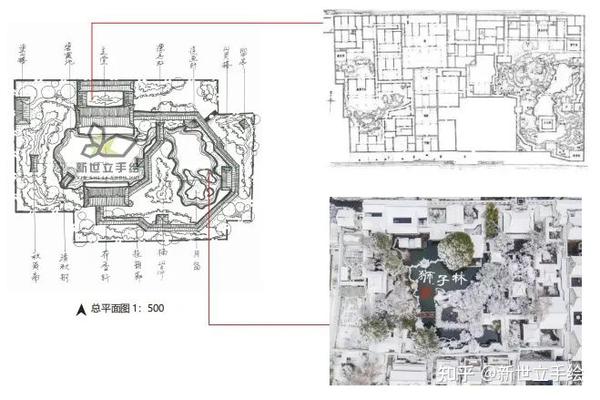 用建筑轴线引领全局,体现明清古典园林