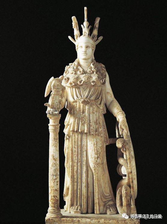 雅典娜女神,约447-432bc,罗马人仿制菲迪亚斯作品,大理石(原作用黄金