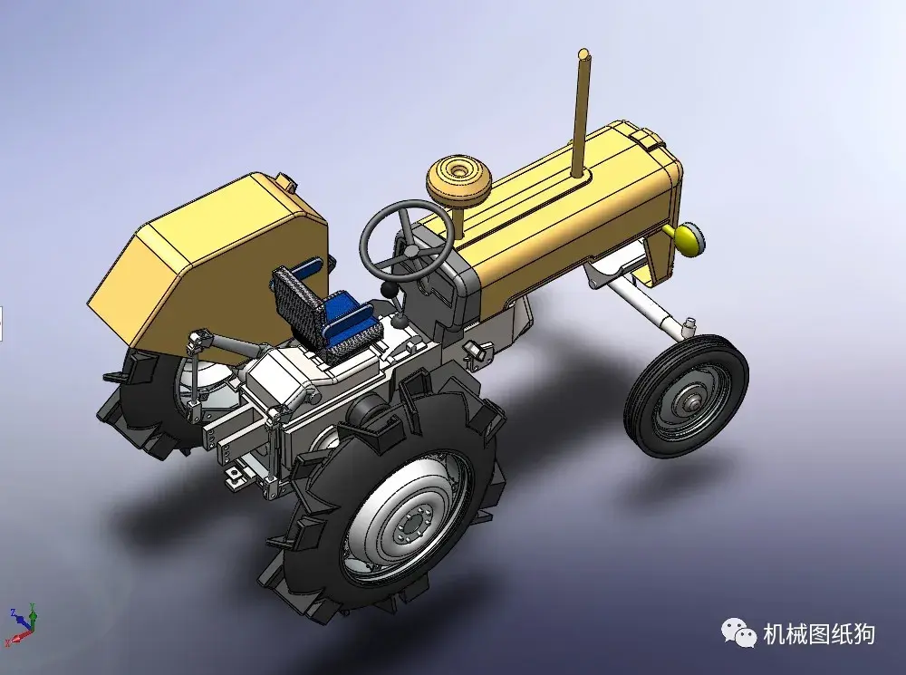 农业机械tractor简易拖拉机模型3d图纸solidworks设计