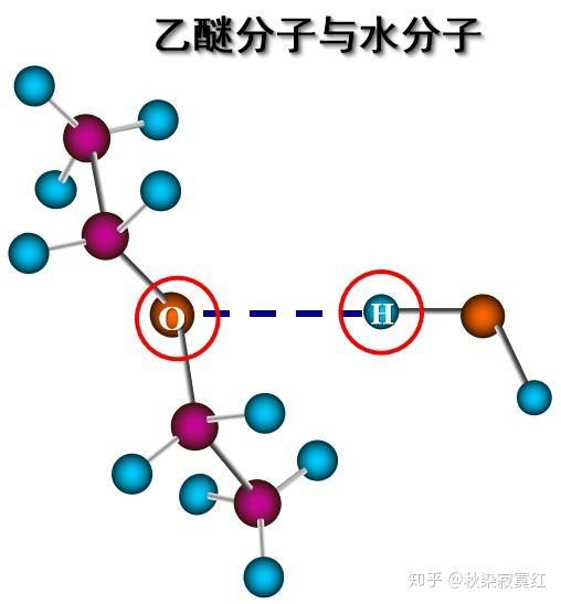 但乙醚分子可以与水分子形成氢键,因为水分子提供了与o相连的h核.