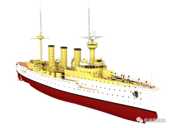 【海洋船舶】莱比锡号轻巡洋舰模型3d图纸 rhino设计