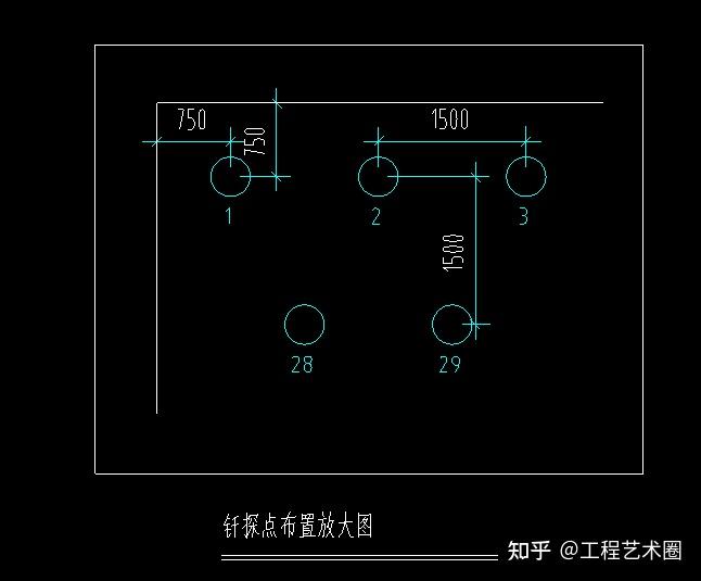 如下表: 2)钎探点布置图要除按规范布置外,还要按照流水段,为所有点位