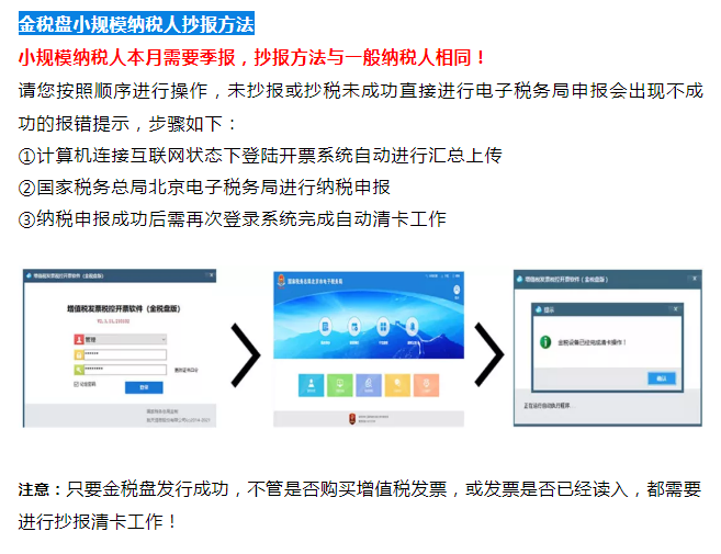 10月小规模季报抄报税图解流程金税盘税控盘税务ukey