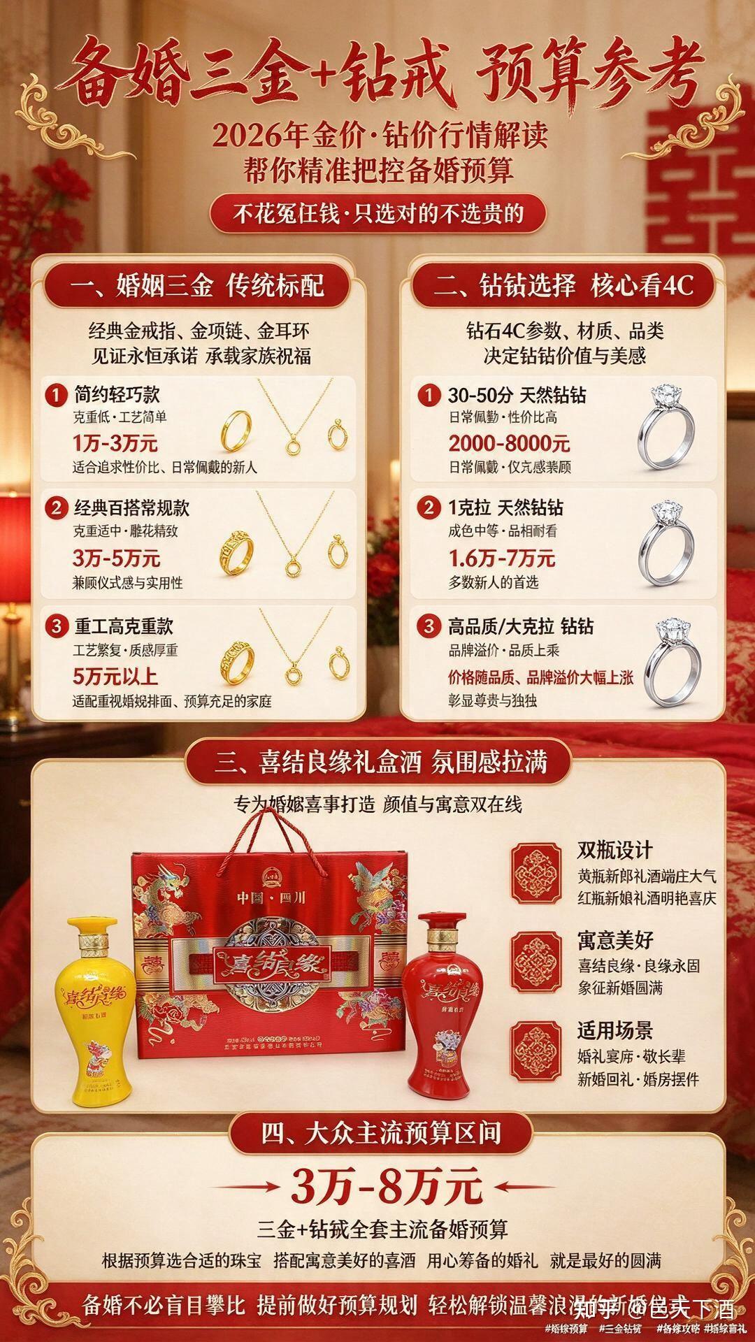 2026婚嫁三金+钻戒预算明细