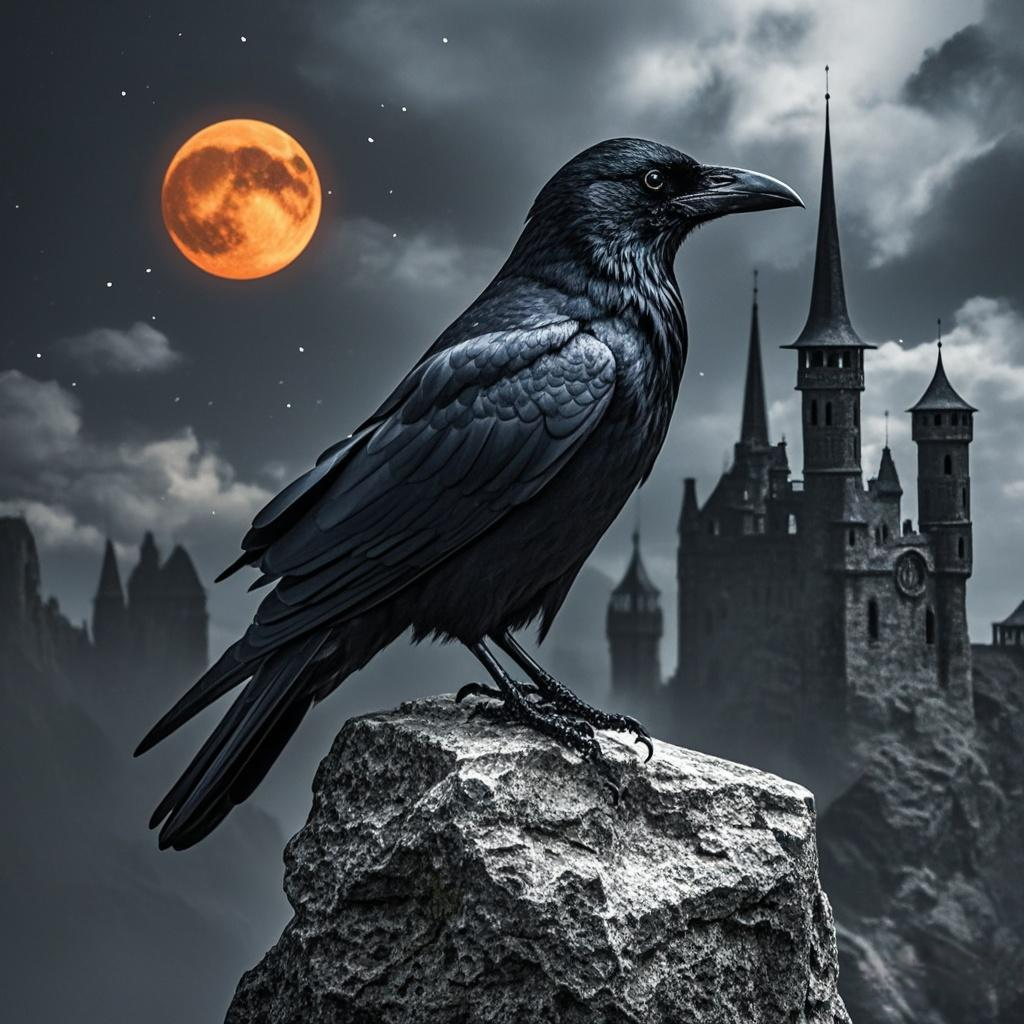 四周静谧得可怕.唯有一只乌鸦,独自矗立在枯枝之上