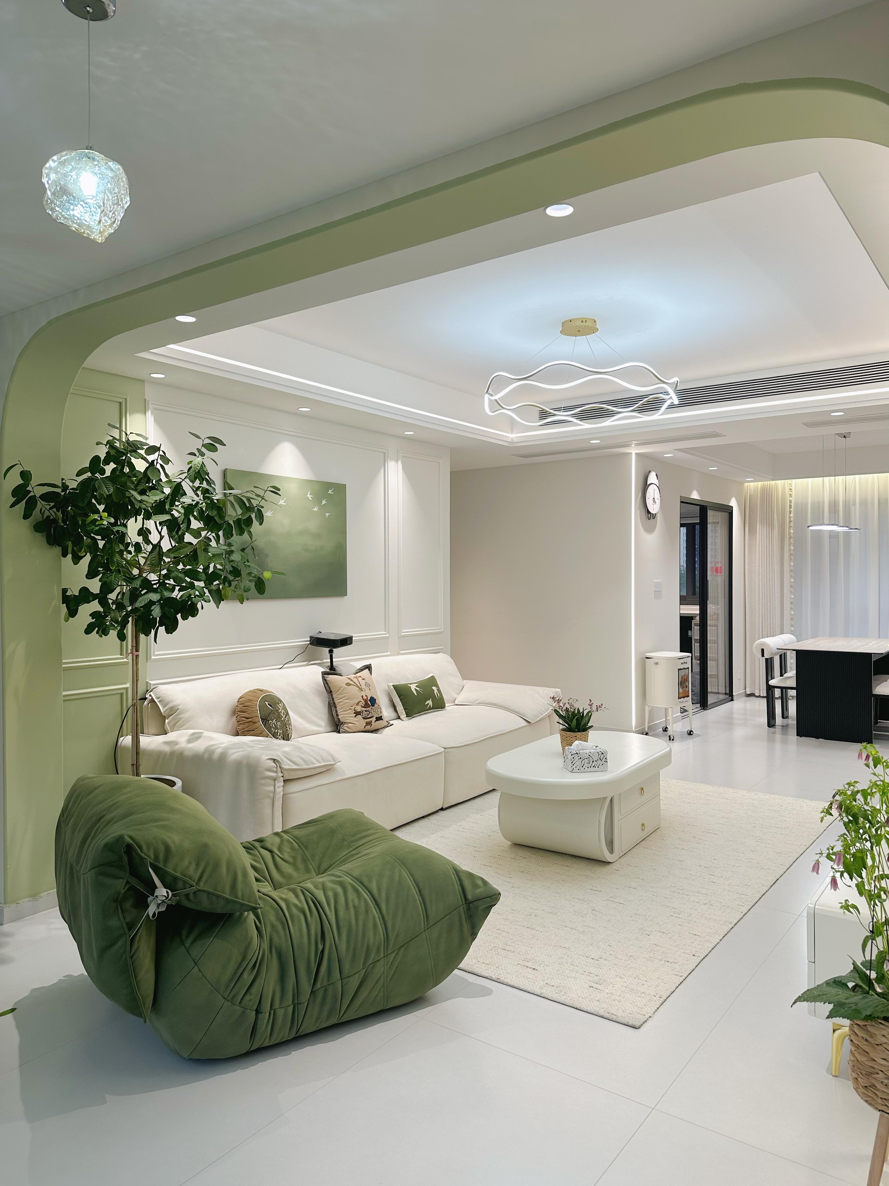 成都124㎡清水房装修绿色系美到她心坎成都清水房装修设计的屋主请看