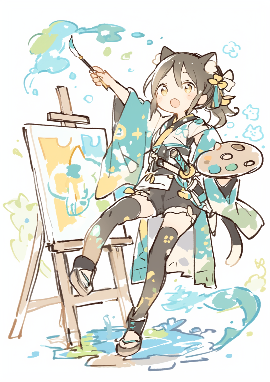 李宝库 的想法: 双马尾猫耳少女带刀画师#ai插画