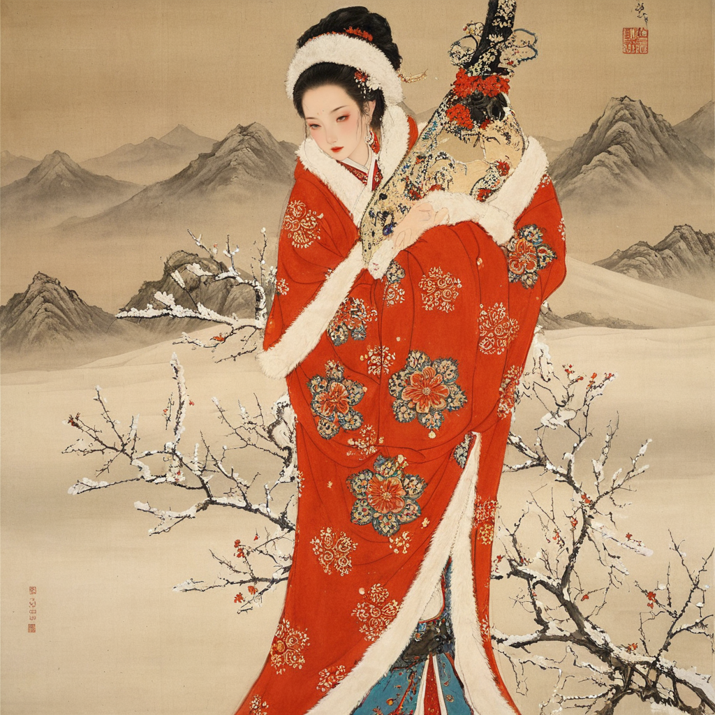 德里克文 的想法: 【ai绘画】中式工笔——"落雁"王昭君 | 早上做了几