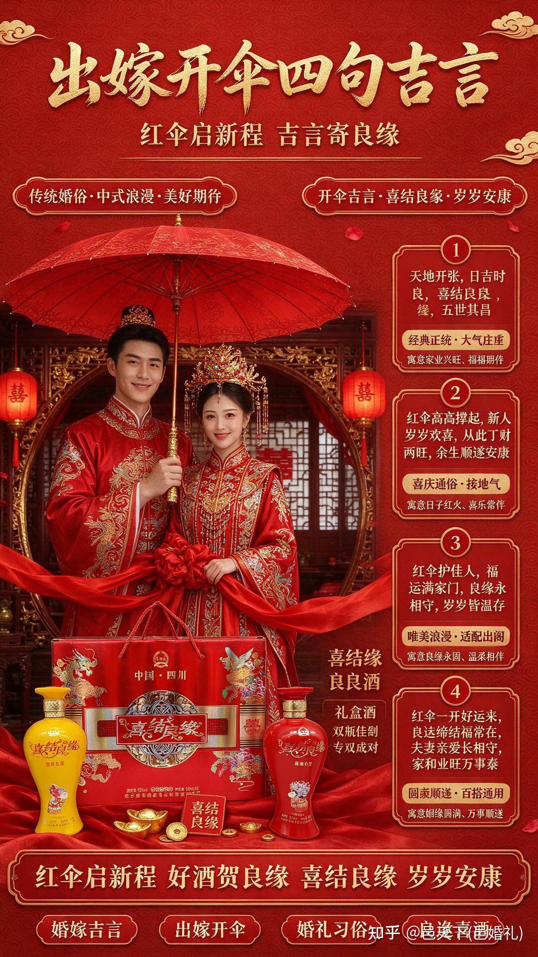 新娘出嫁开伞四句吉言｜婚嫁喜庆通用