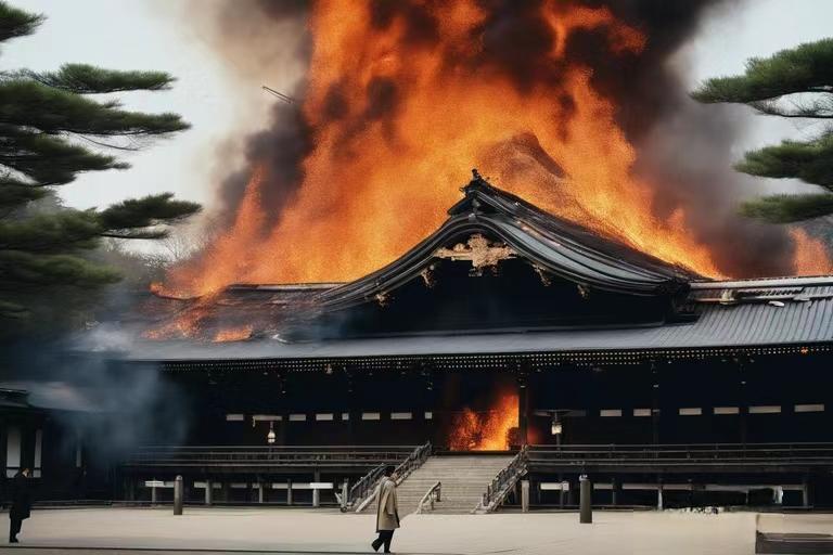 靖国神社被烧后的照片图片