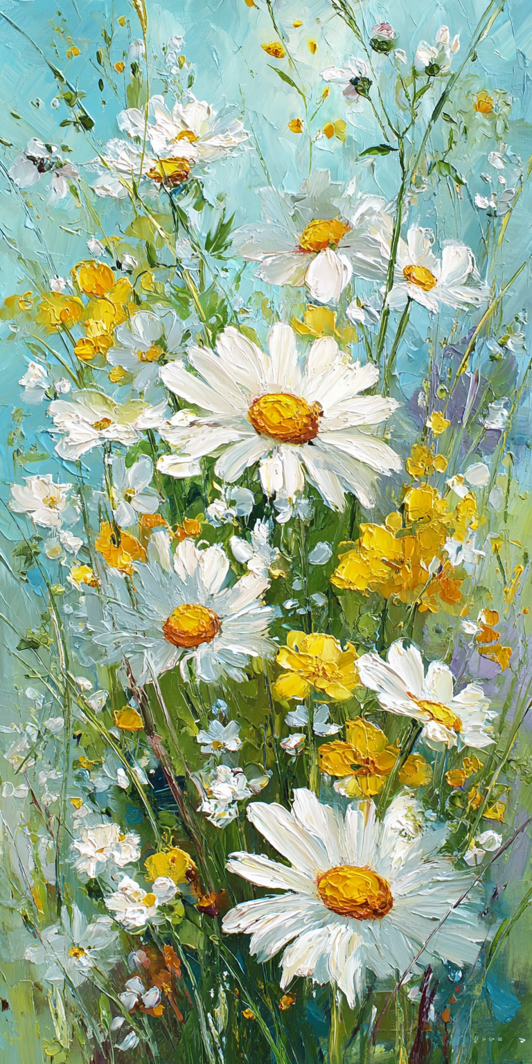 李宝库 的想法: 油画棒小雏菊#ai插画